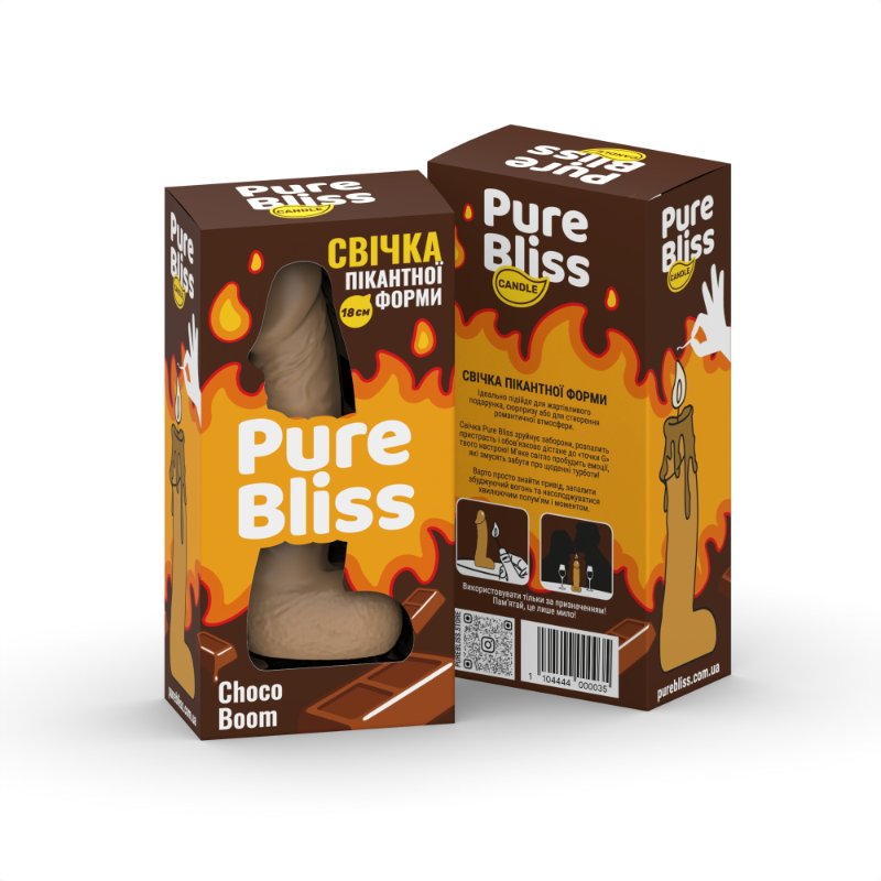 Свічка член Pure Bliss Choco Boom Brown, 18 см