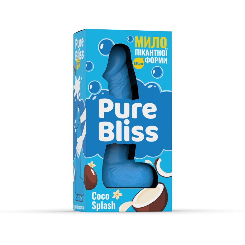 Мило член Pure Bliss Coco Splash Blue, 18 см