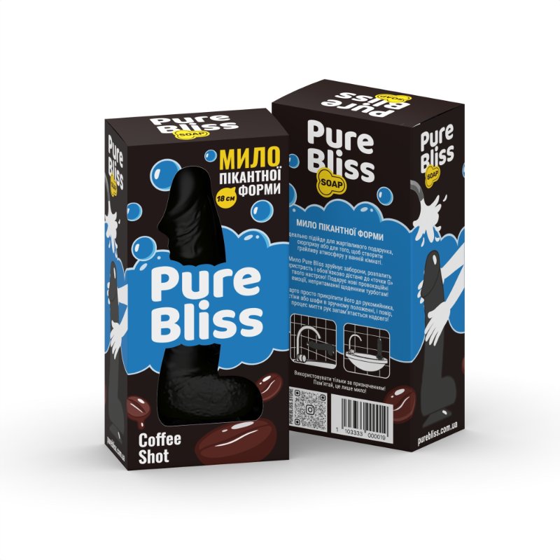Мило член Pure Bliss Coffee Shot Black, 18 см