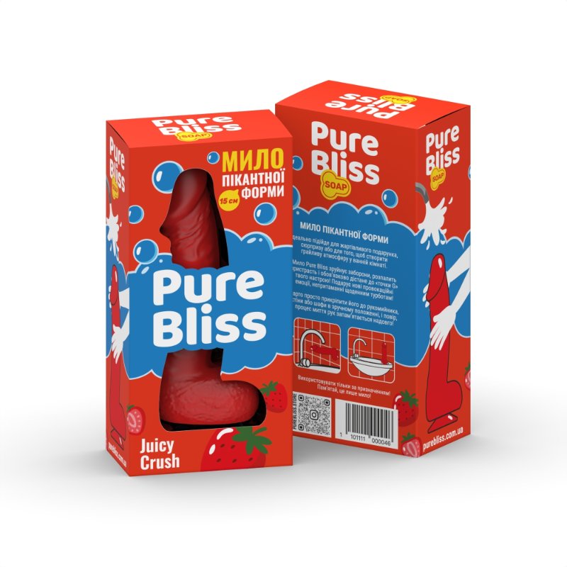 Мило член Pure Bliss Juicy Crush Red, 15 см