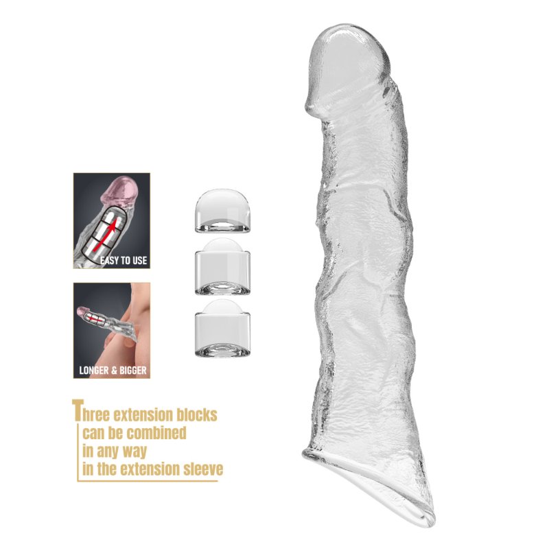 Подовжуюча насадка на член - Pretty Love Extension Penis Sleeve Clear, 28 см