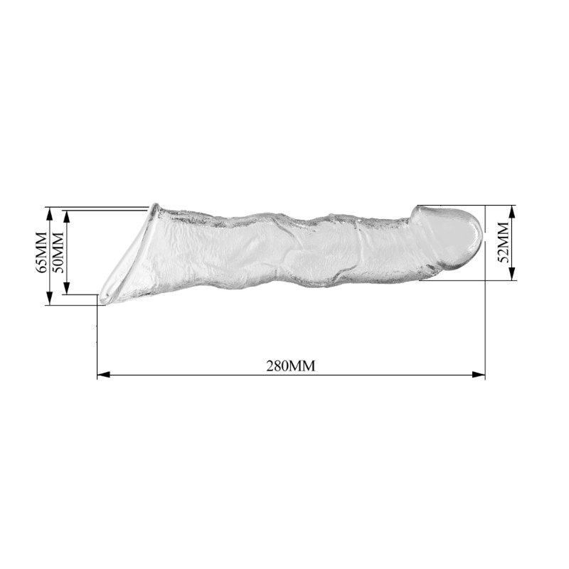 Подовжуюча насадка на член - Pretty Love Extension Penis Sleeve Clear, 28 см