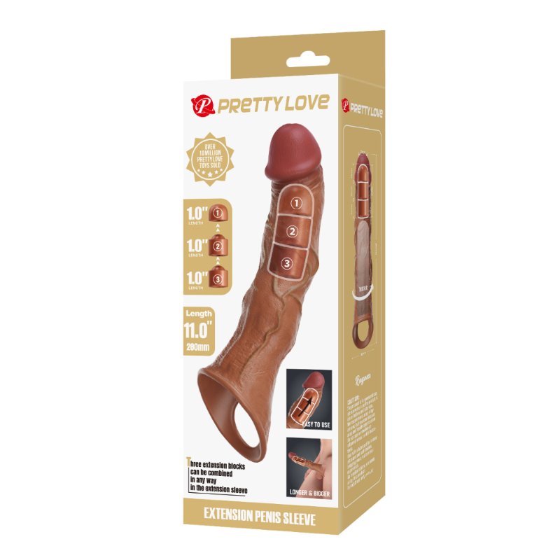 Подовжуюча насадка на член - Pretty Love Extension Penis Sleeve Latin, 28 см