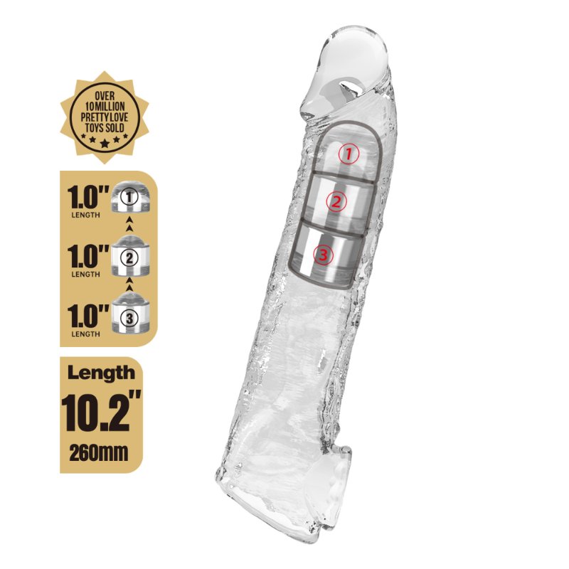 Подовжуюча насадка на член - Pretty Love Extension Penis Sleeve Clear, 26 см