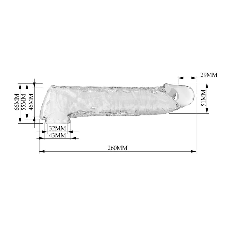 Подовжуюча насадка на член - Pretty Love Extension Penis Sleeve Clear, 26 см