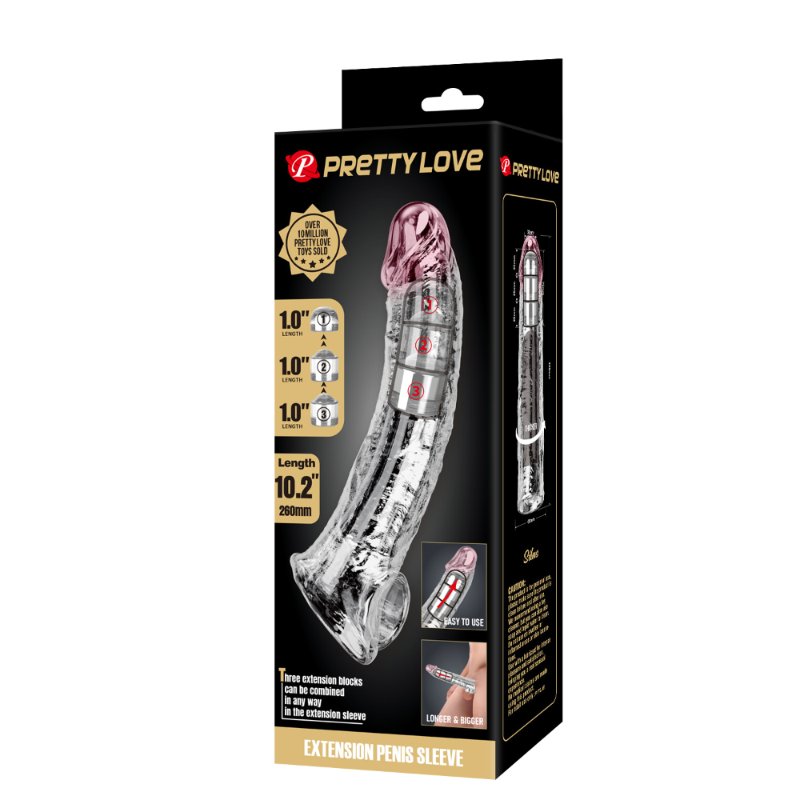 Подовжуюча насадка на член - Pretty Love Extension Penis Sleeve Clear, 26 см