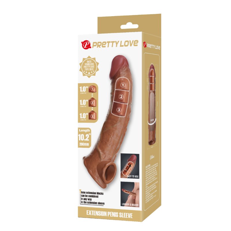 Подовжуюча насадка на член - Pretty Love Extension Penis Sleeve Latin, 26 см
