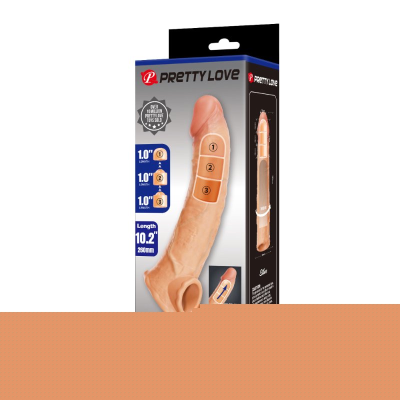 Подовжуюча насадка на член - Pretty Love Extension Penis Sleeve Flesh, 26 см