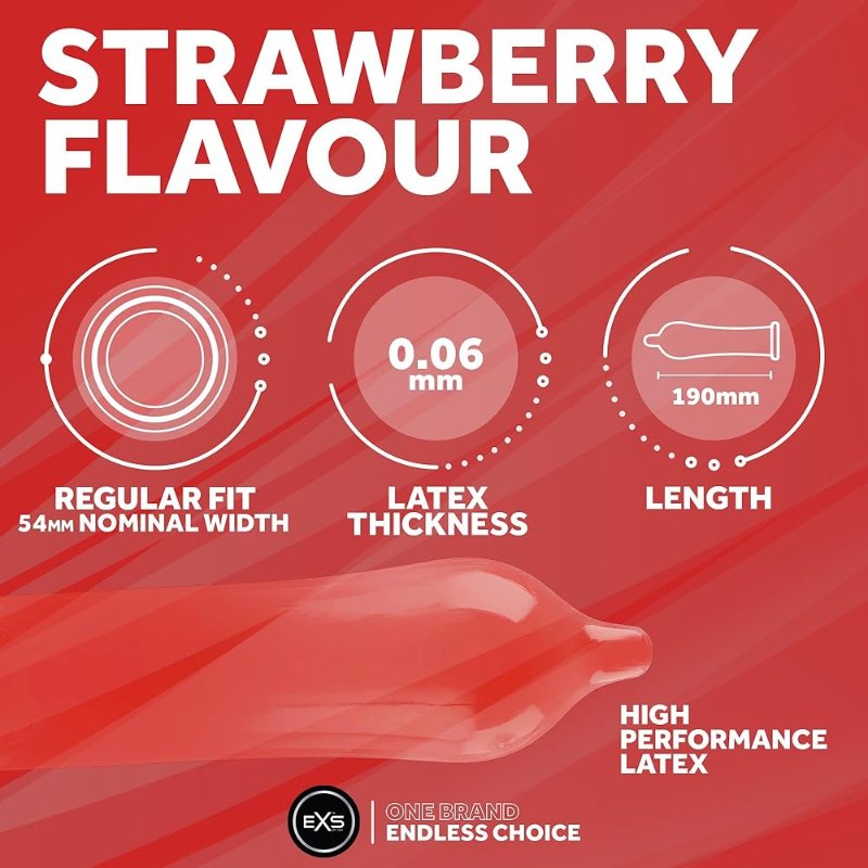 Презерватив - EXS Strawberry Flavour Condom, 1 шт.