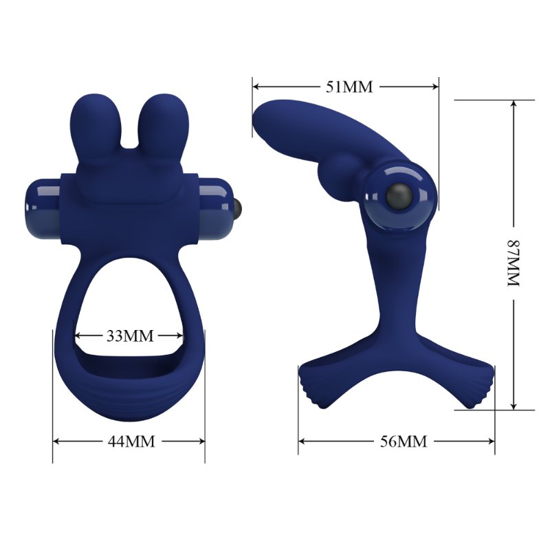 Ерекційне кільце - Pretty Love Powerful Vibro Cock Ring Bunny Blue