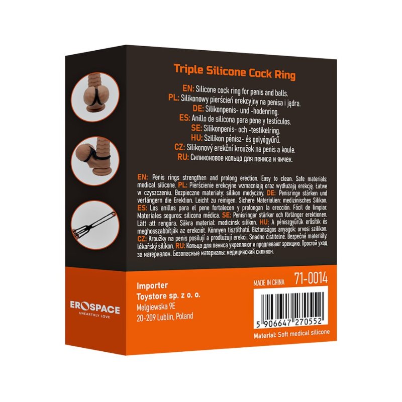 Ерекційне кільце - Triple Silicone Cock Ring Erospace Men’s Play B14