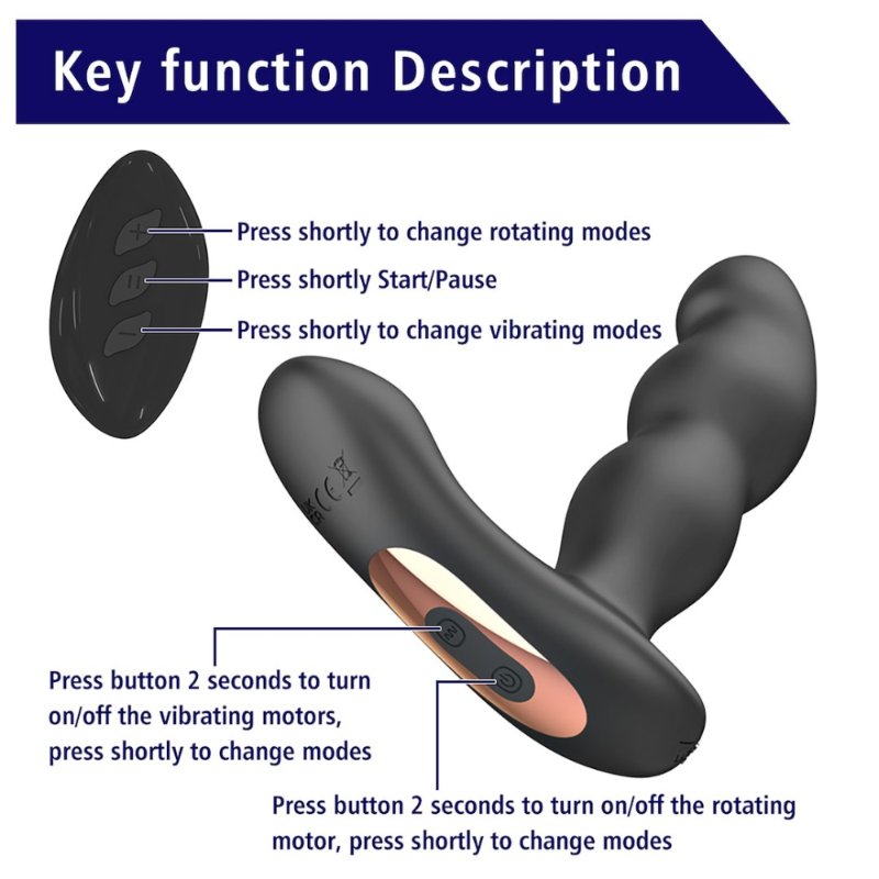 Масажер простати - Prostate Massager With Vibration & 360° Rotation Erospace Men’s Play B12