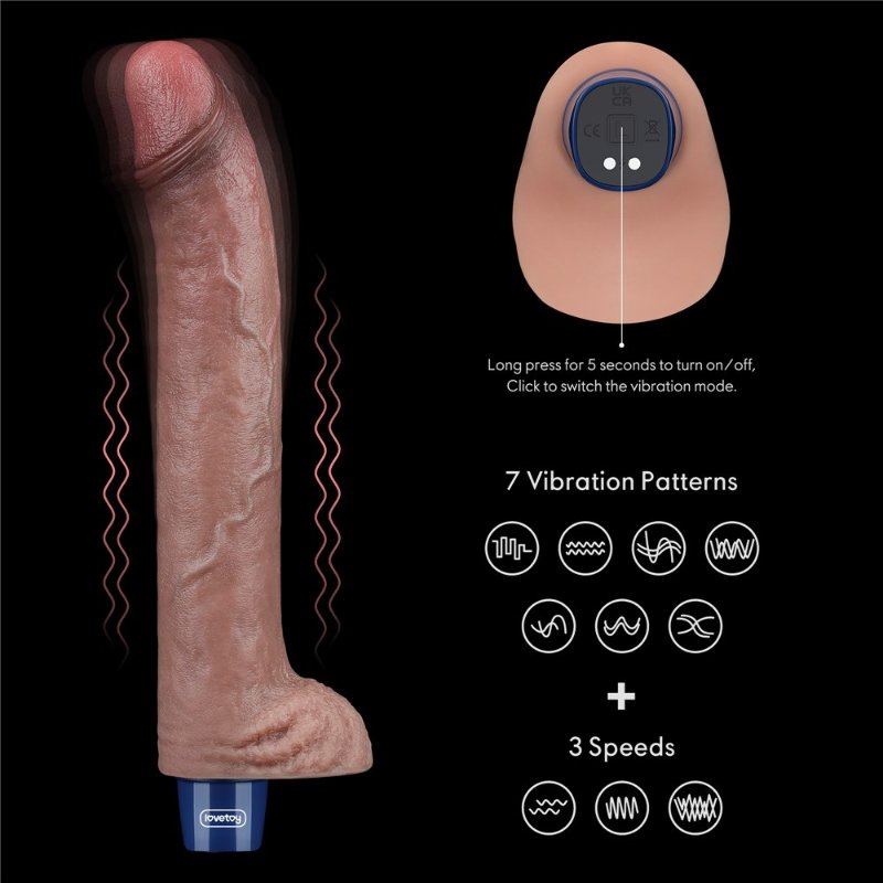 Вібратор - Real Softee Rechargeable Silicone Vibrating Dildo 11" (пошкоджено упаковку)