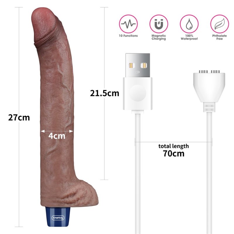 Вібратор - Real Softee Rechargeable Silicone Vibrating Dildo 11" (пошкоджено упаковку)