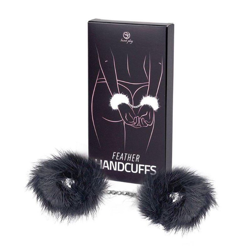 Наручники - Black Marabou Handcuffs - зображення 1