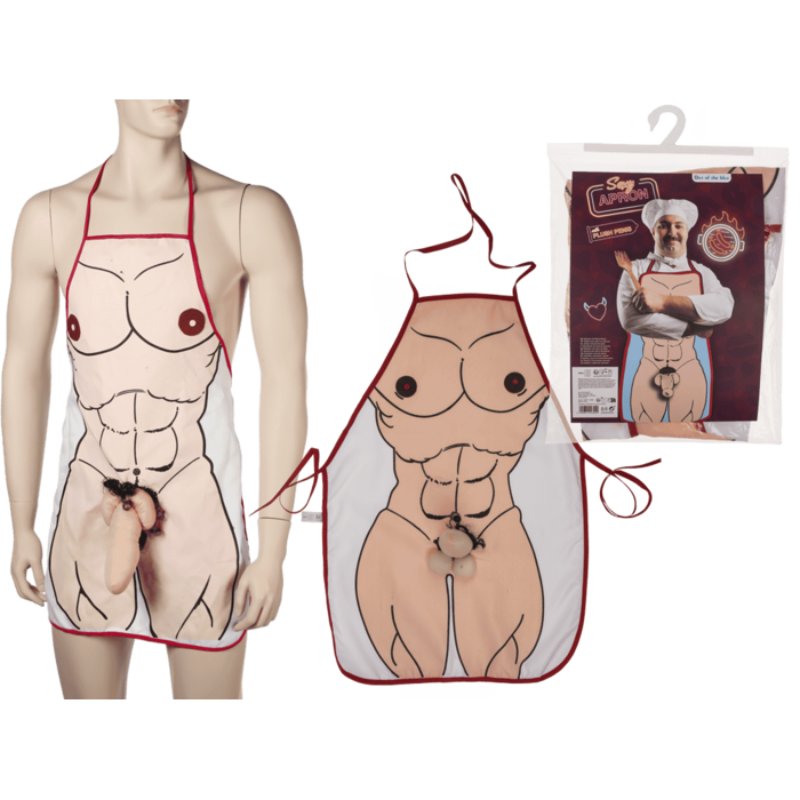 Кухонний фартух з плюшевим пенісом Sexy Apron Male Body With Plush Penis - зображення 1