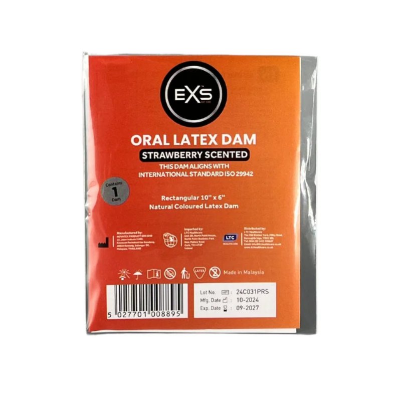Латексна серветка для орального сексу - EXS Oral Latex Dam Strawberry Scented - зображення 1