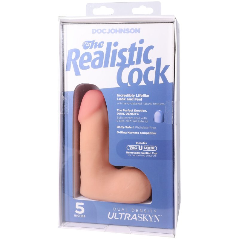 Фалоімітатор Doc Johnson The Realistic Cock ULTRASKYN - 5" with Balls Vanilla (надрив паковання!!!)