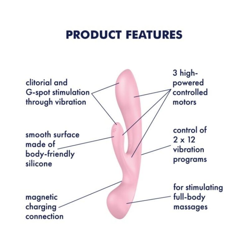 Двосторонній вібратор-кролик Satisfyer Triple Oh Pink (м'яте паковання!!!)