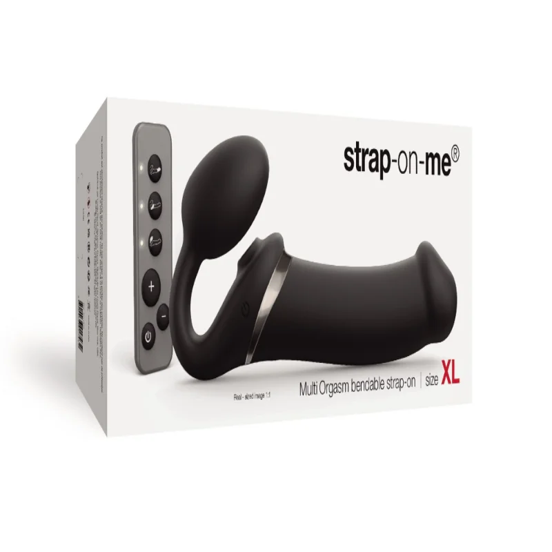 Безремінний вібрострапон з вакуумною стимуляцією Strap-On-Me MULTI ORGASM Black XL (м'яте паковання!!!)