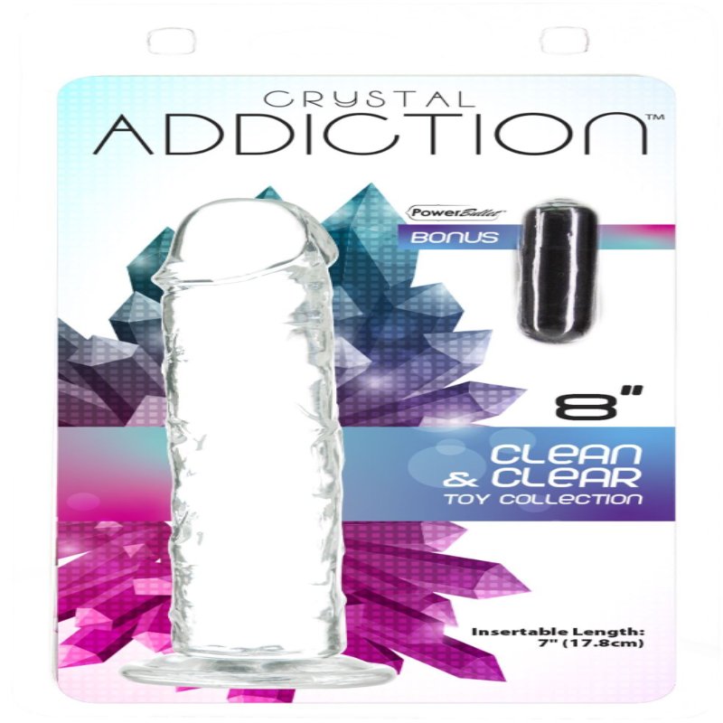 Прозорий фалоімітатор ADDICTION Vertical Dong 8″ (луснув блістер!!!)