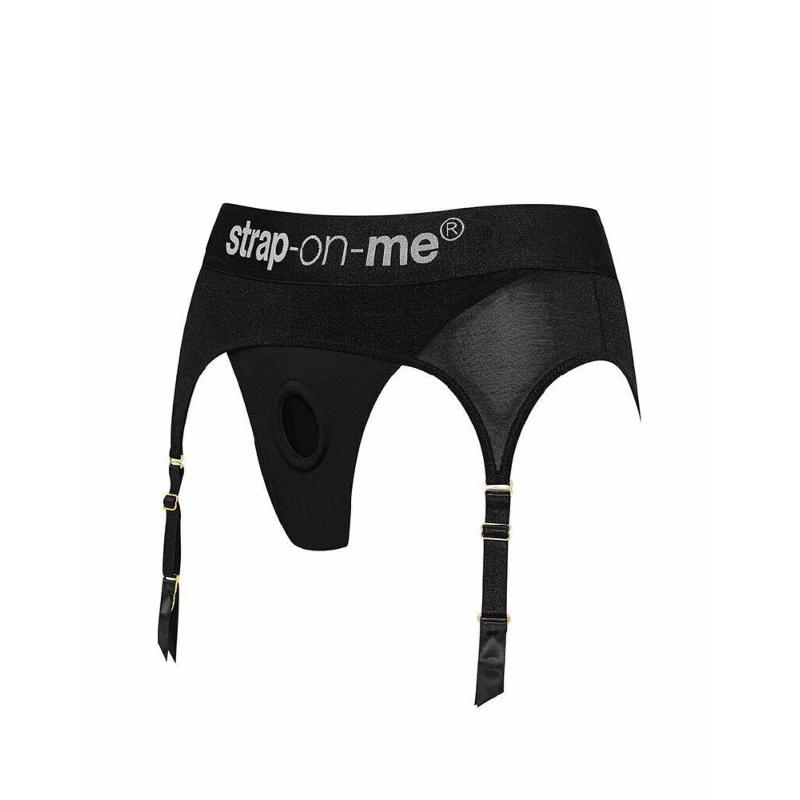 Трусики для страпона з підв’язками для панчіх Strap-On-Me REBEL HARNESS - XS