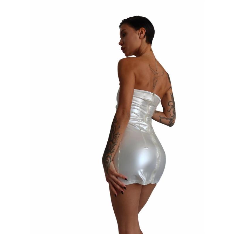 Мінісукня D&A, M, white, nylon-lycra відкриті плечі з блискавкою на всю довжину