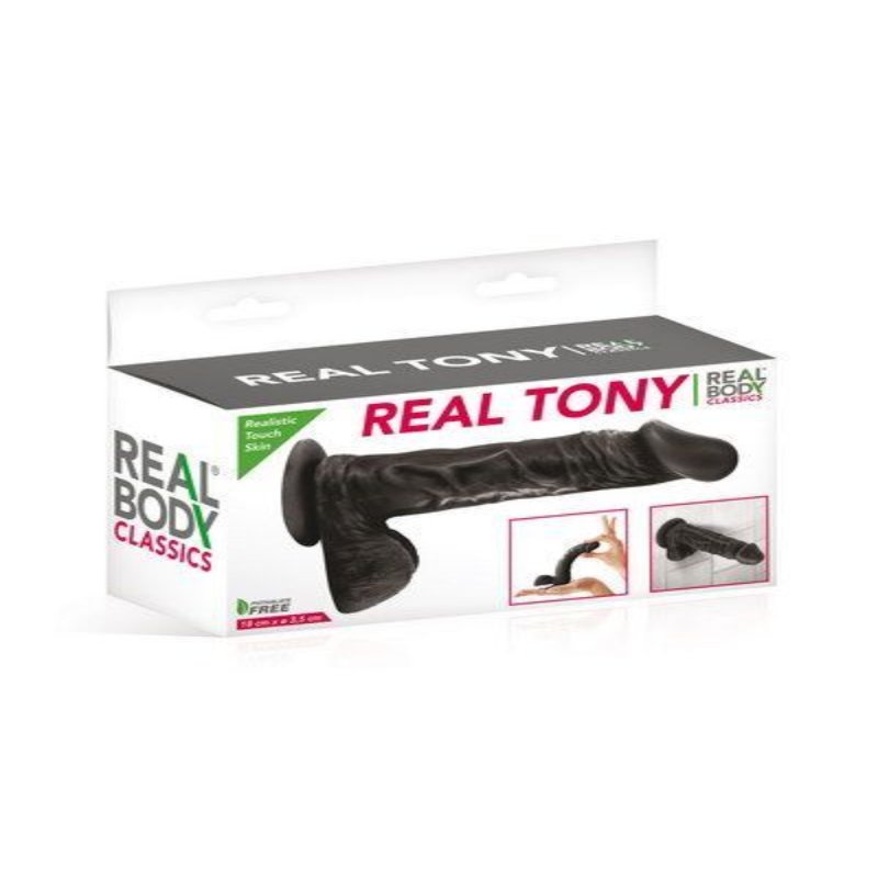 Фалоімітатор Real Body — Real Tony Black, TPE, діаметр 3,5 см (надірване паковання!!!)