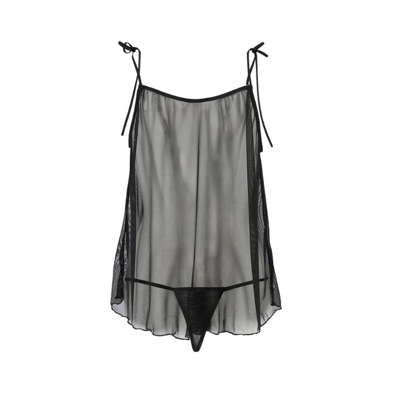 Сорочка прозора бебі дол Passion MELANIA CHEMISE S/M black (м'яте паковання!!!)