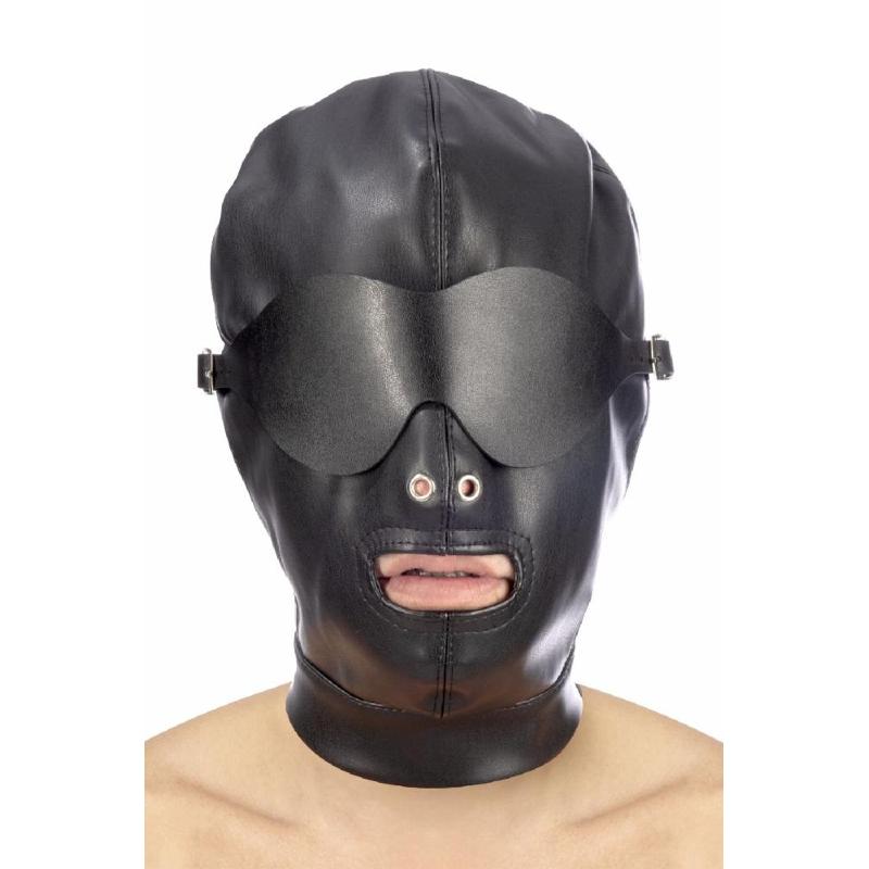 Капюшон для БДСМ зі знімною маскою Fetish Tentation BDSM hood in leatherette with removable mask - зображення 1