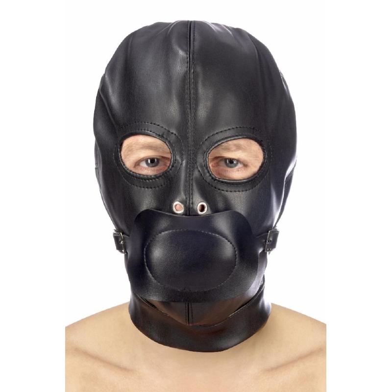 Капюшон з кляпом для БДСМ Fetish Tentation BDSM hood in leatherette with removable gag - зображення 1