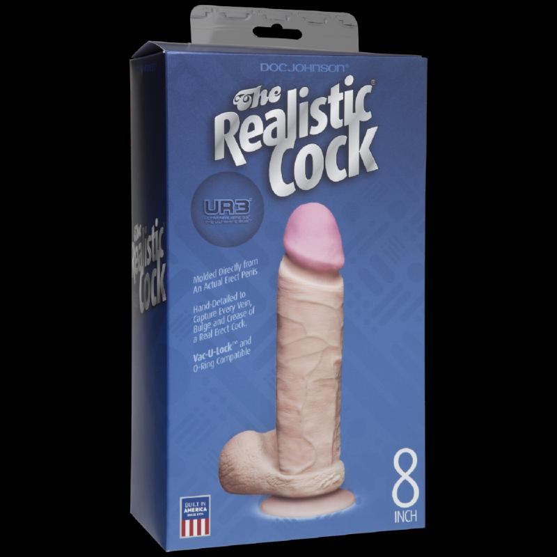 Фалоімітатор Doc Johnson The Realistic Cock 8 inch White - ULTRASKYN, Vack-U-Lock (м'яте паковання!!!)