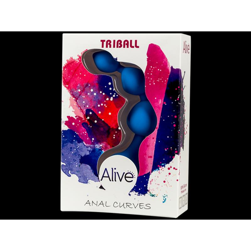 Анальні кульки Alive Triball Blue, силікон, макс. діаметр 2 см