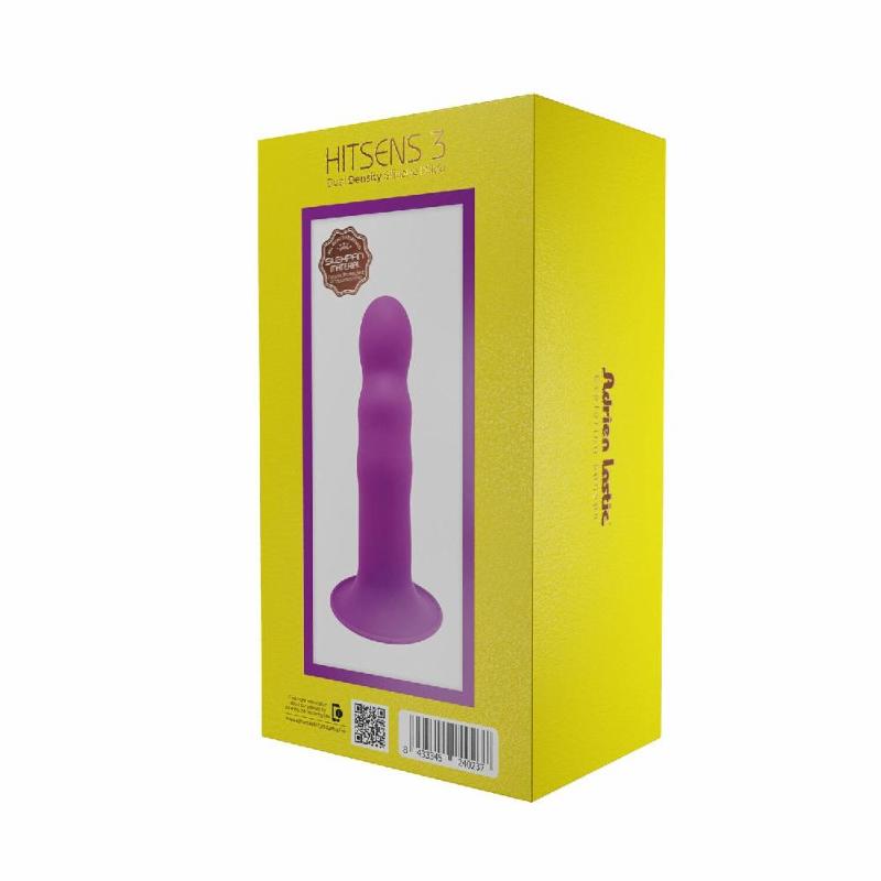 Дилдо з присоскою Adrien Lastic Hitsens 3 Purple, відмінно для страпона, діам. 4,1см, довжина 18,2см