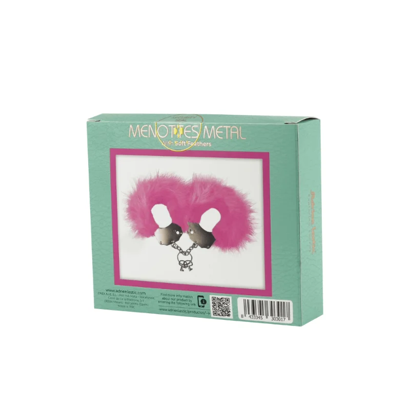 Наручники металеві Adrien Lastic Handcuffs Pink з рожевим пухнастим оздобленням