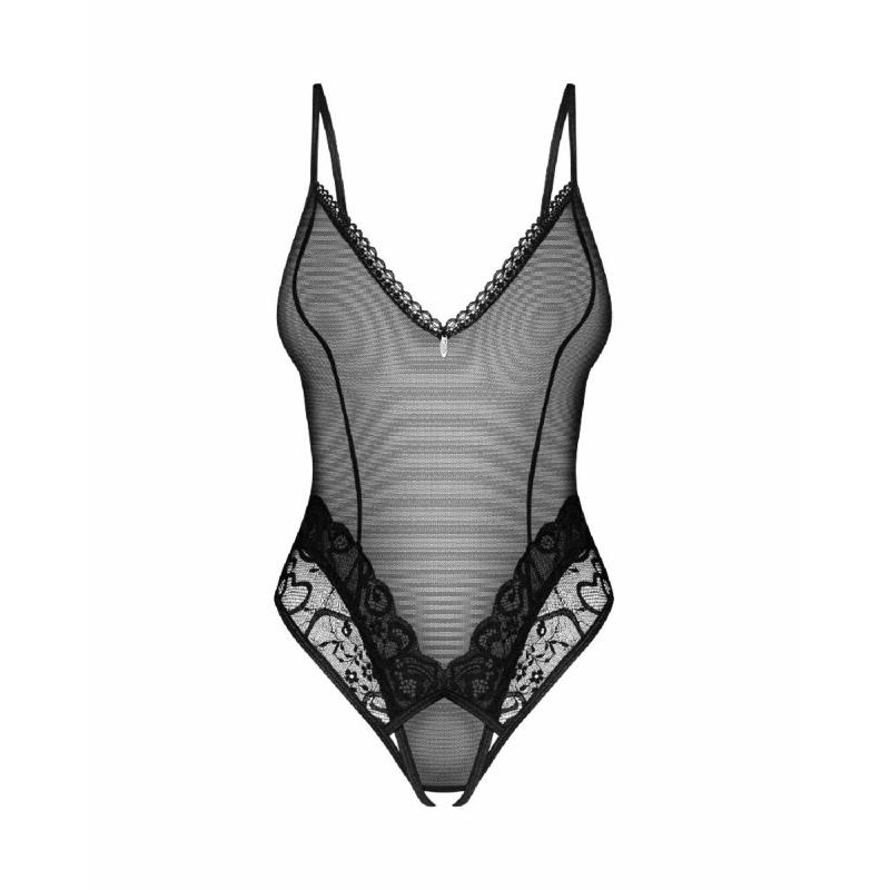 Тедді з доступом Obsessive Blomentis crotchless teddy, XS/S, прозоре, відкрита спина, низ-стрінги