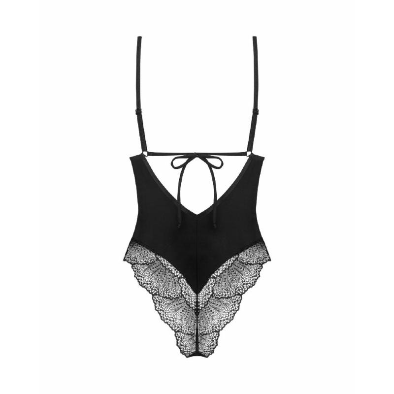 Тедді Obsessive Lobellis teddy, XS/S, чорне, ліф з м’якою чашкою, відкрита спина, низ-стрінги
