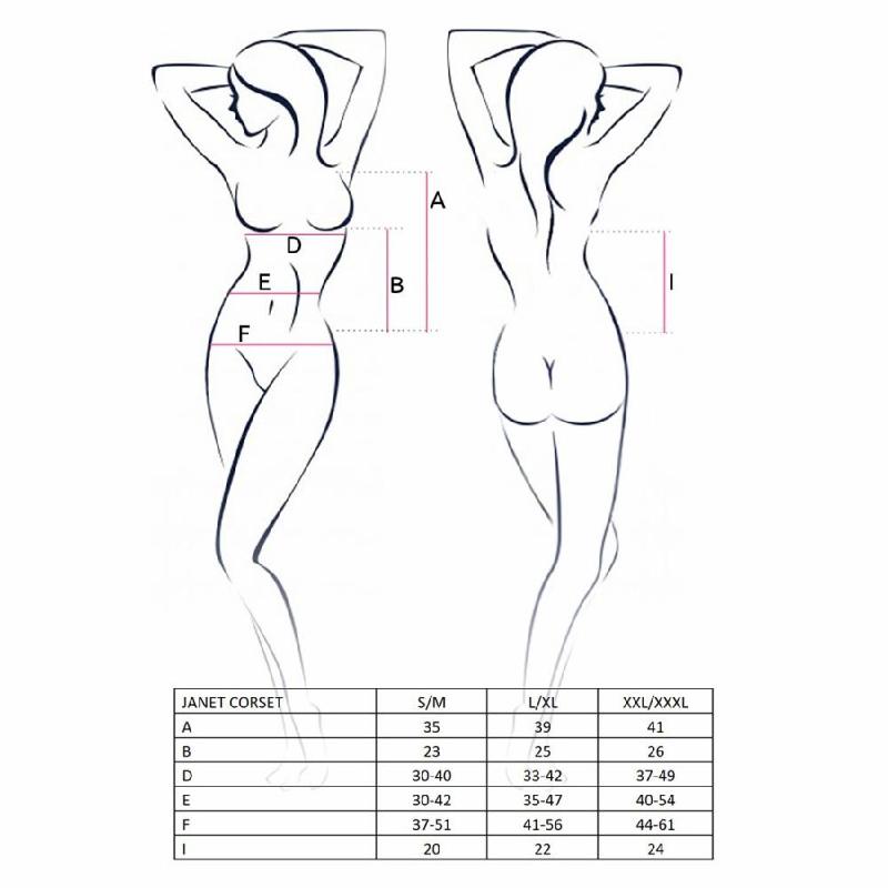Корсет з пажами Passion JANET CORSET S/M, white, трусики, напівпрозорий