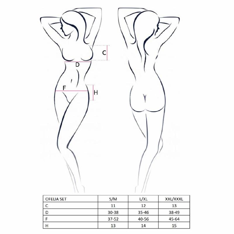 Комплект білизни Passion OFELIA SET OpenBra XXL/XXXL, white, стрінги, відкритий ліф, широкий пояс