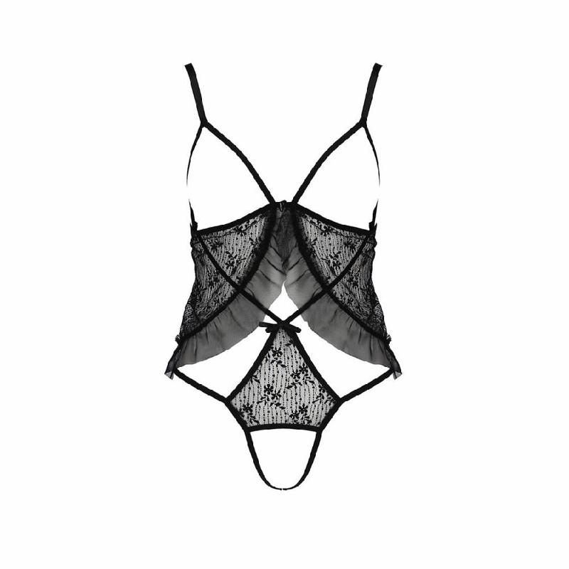 Боді монокіні з відкритими грудьми Passion JUSTINA BODY XXL/XXXL, black