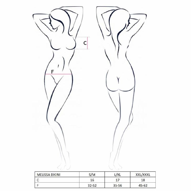 Комплект білизни Passion MELISSA BIKINI S/M, black, ліф зі шнурівкою і трусики стрінги