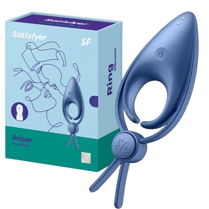 Ерекційне віброкільце-ласо з регулюванням розміру Satisfyer Sniper Blue