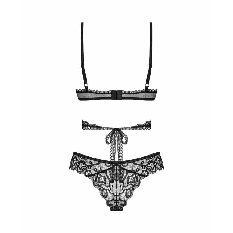 Комплект Obsessive Blomentis 2-pcs set, M/L, мереживний, ліф із зав’язками на спині, трусики-сліпи