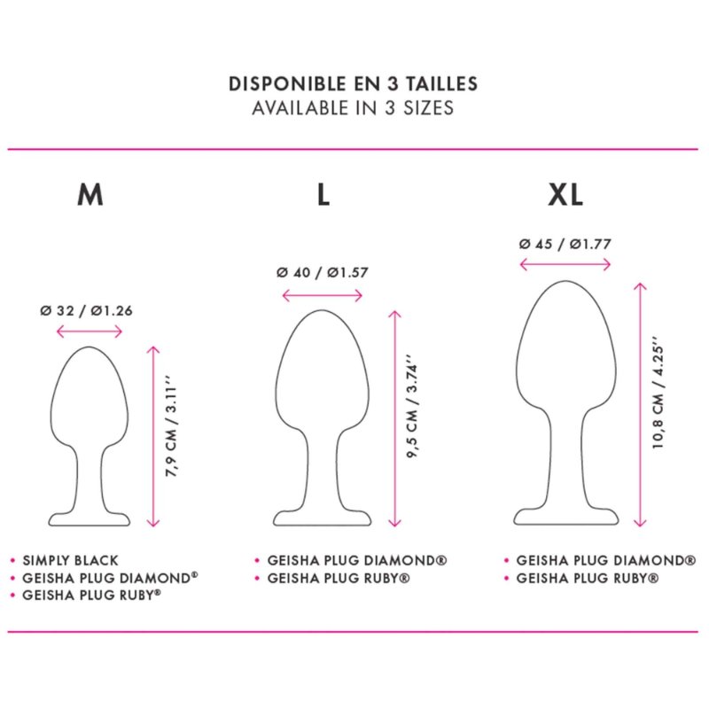 Анальна пробка Dorcel Geisha Plug Diamond M з кулькою всередині, створює вібрації, макс. діам. 3,2см