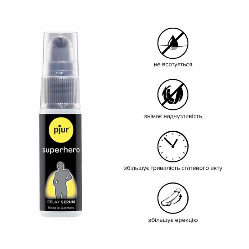 Сироватка-пролонгатор pjur Superhero Delay Serum 20 мл, створює ефект плівки, без оніміння