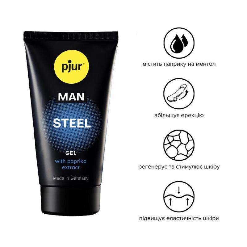 Гель-стимулятор для пеніса pjur MAN Steel Gel 50 мл, з екстрактом паприки та ментолом