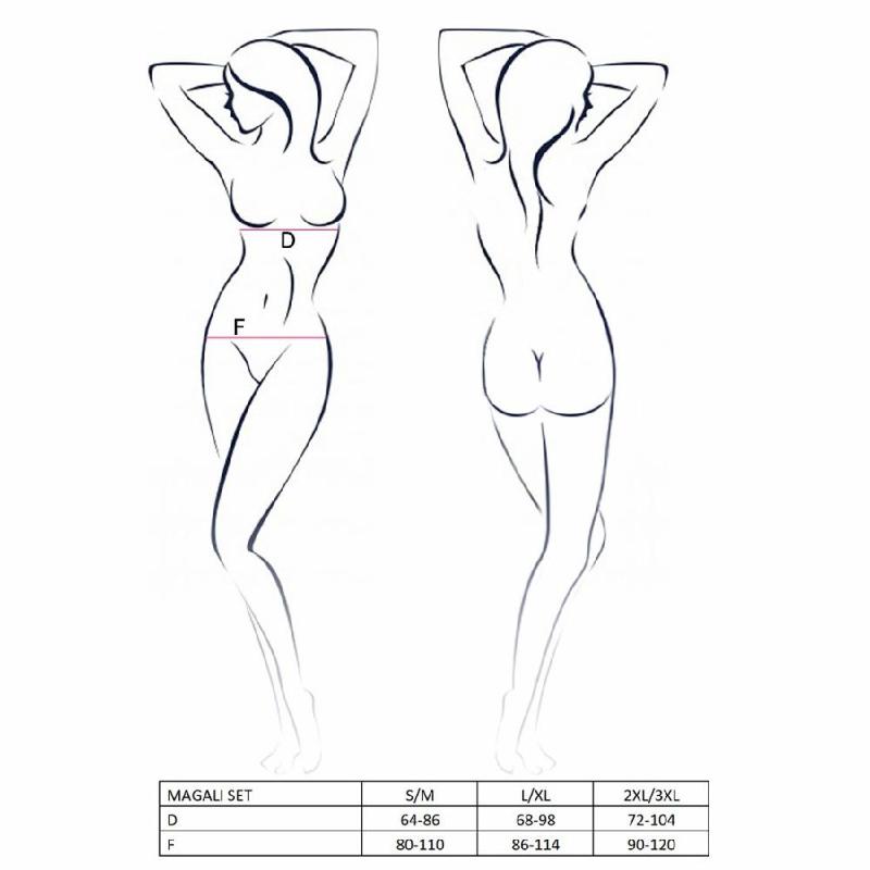 Комплект білизни Passion Exclusive MAGALI SET OpenBra XXL/XXXL, red, стрепи, ліф, трусики і пояс