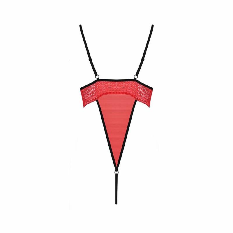 Боді з високим вирізом стегна Passion Exclusive AKITA BODY S/M, red