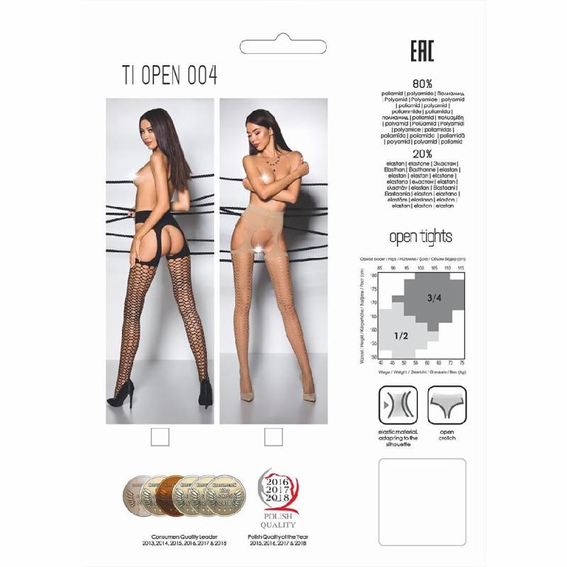 Еротичні колготки Passion TIOPEN 004 3/4 (fishnet 40 den), black, імітація панчох і пояса