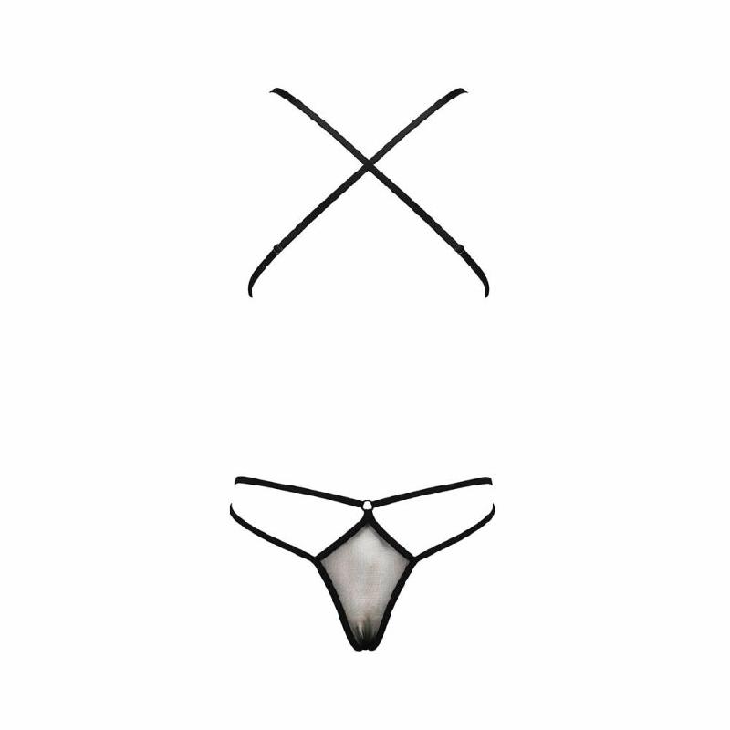 Боді монокіні з декольте Passion ERZA BODY S/M, black